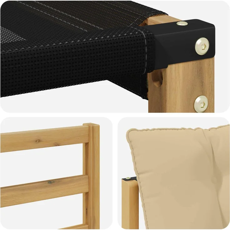 vidaXL Outdoor-Sofagarnitur Massives Akazienholz und Textilene Weiß 3439055 – Bild 8