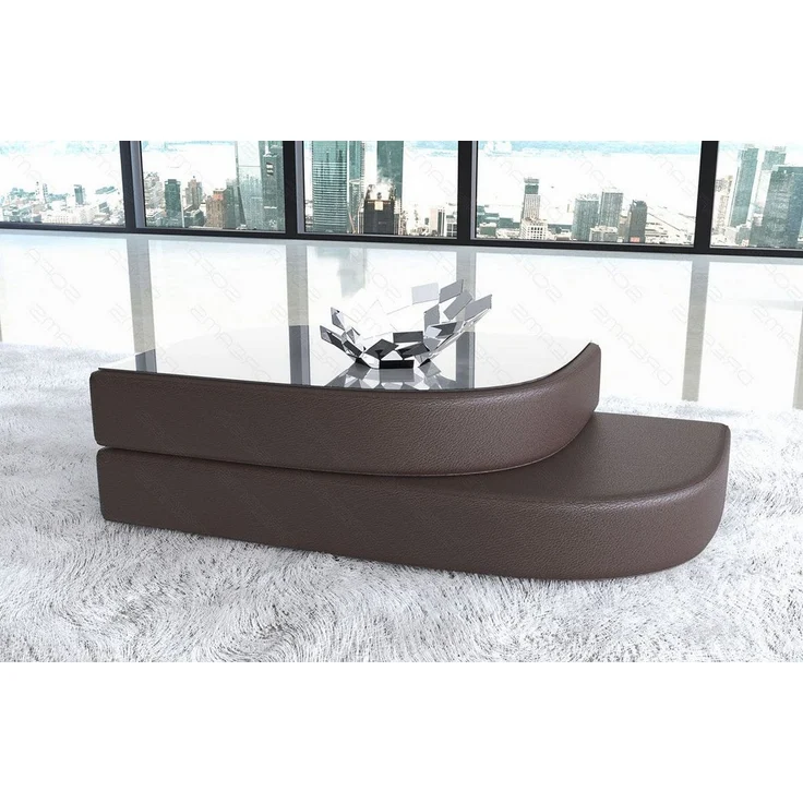 Sofa Dreams - Couchtisch Bari aus Leder – Eleganz & Stil - Kunstleder - Dunkelbraun – Bild 4