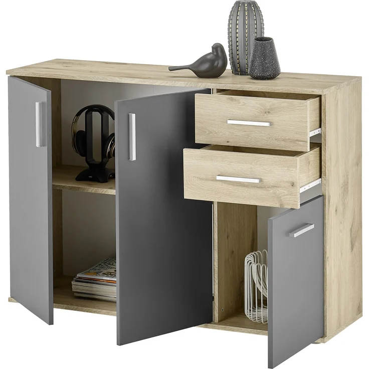 Kommode >BC 1040< in Grau matt - 120x84x35 (BxHxT) – Bild 3