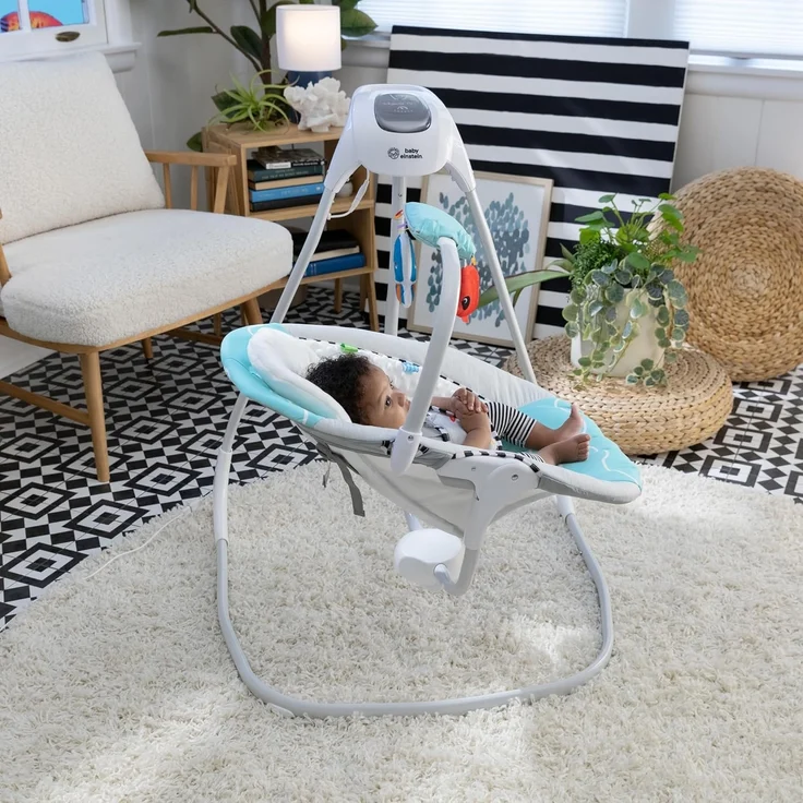 Baby Einstein Ocean Explorers Musikalische kompakte Babyschaukel, Vibrierend, Mehrere Richtungen, Grau, Unisex, 0-9 Monate – Bild 13