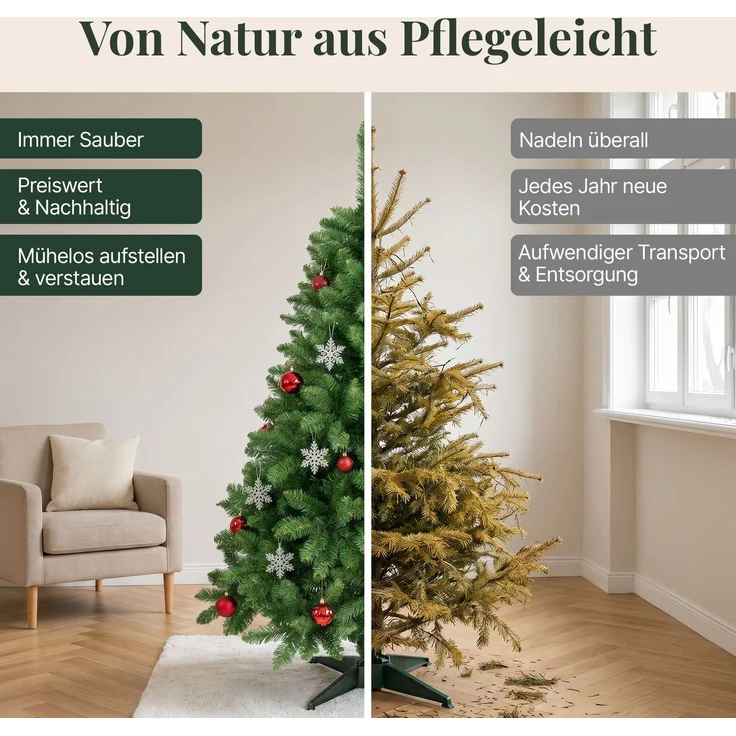 Aurelia Home Künstlicher Weihnachtsbaum 120 cm – PVC-Zweige, Kreuzständer – Bild 3