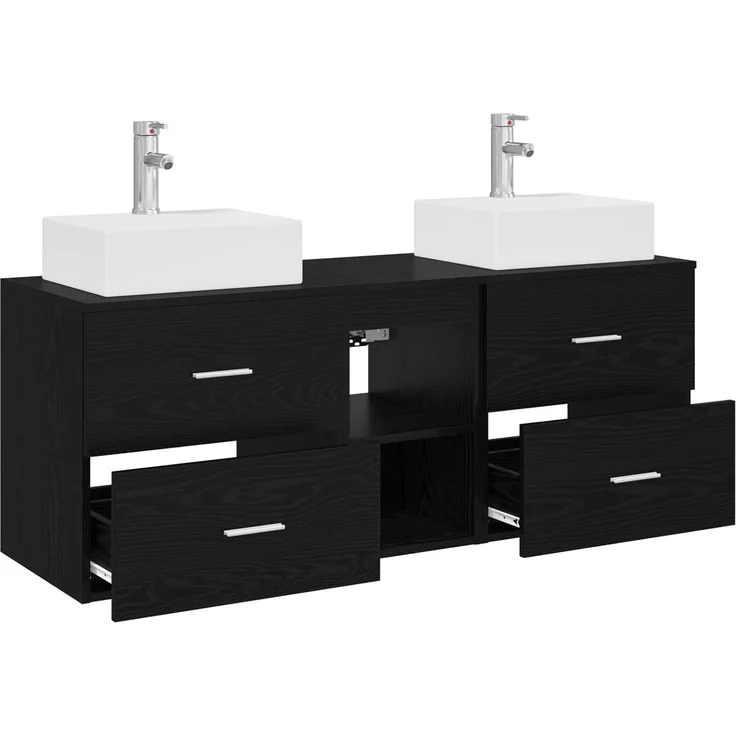 vidaXL Badezimmerschrank-Set 3 stk. Schwarz 129 x 41 x 79,5 cm 3405836 – Bild 4