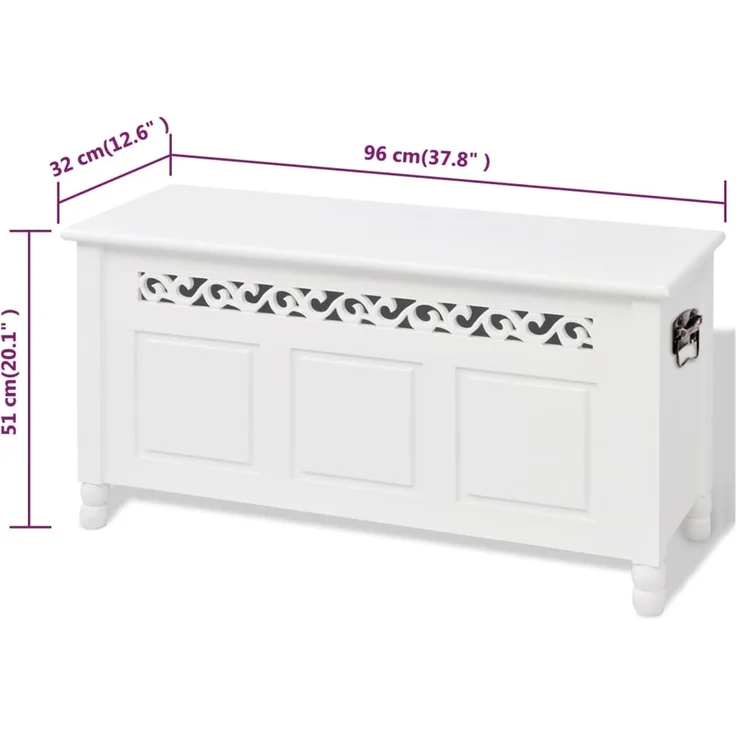 vidaXL Aufbewahrungsbank Barockstil MDF Weiß 242646 – Bild 6