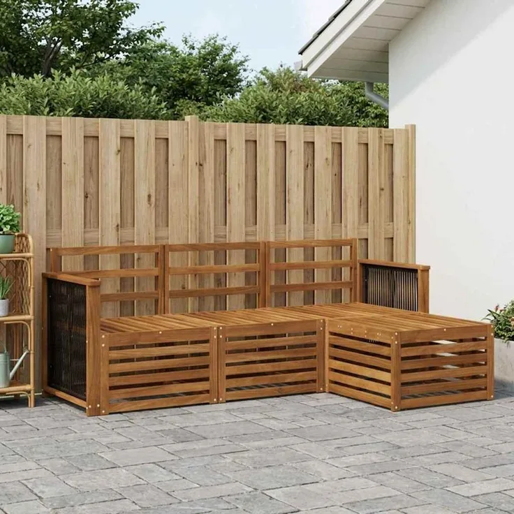 vidaXL Outdoor-Sofagarnitur 4 stk. 4-Sitzer Natur Massivholz Akazie 3384200