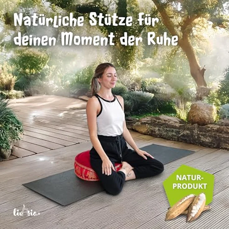 livasia Meditationskissen Zafukissen groß (Deluxe) vegan und handgefertigt, 44x15cm, Kapok – Bild 3