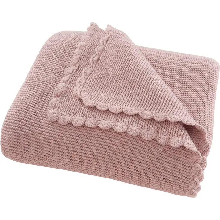 Bio Kuscheldecke Erwachsene 100% Bio-Baumwolle (kbA) GOTS zertifiziert, Altrosa, 130x170 cm