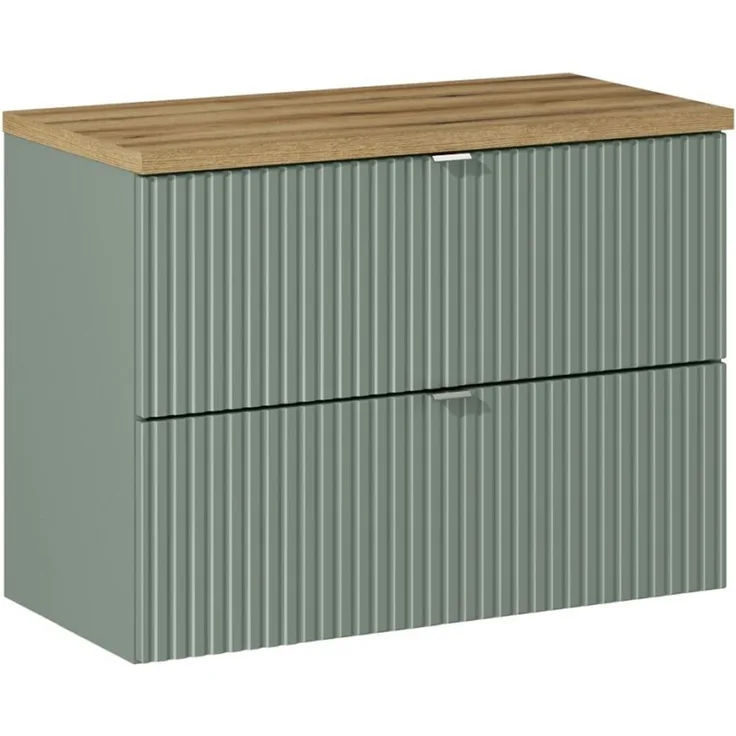 Waschtischunterschrank 80cm in grün und Eiche NEWPORT-56-GREEN
