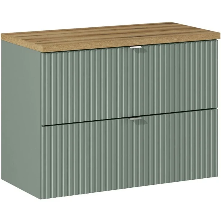 Waschtischunterschrank 80cm in grün und Eiche NEWPORT-56-GREEN – Bild 1
