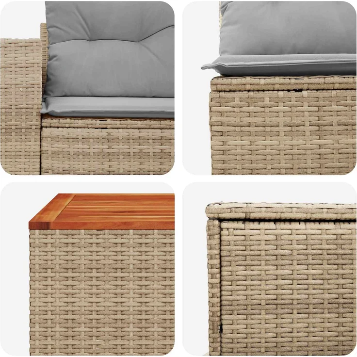 vidaXL Sofa Set 6 stk. Beige und Hellgrau Polyrattan und Stahl 3447581 – Bild 9