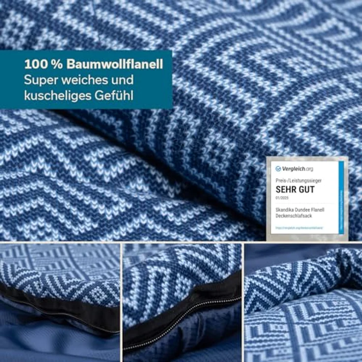 Skandika Kinderschlafsack Dundee Junior, Baumwolle, wasserabweisend, 3 Jahreszeiten, für Kinder, bis -15 °C – Bild 3