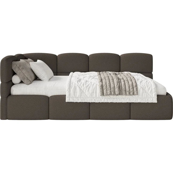 Selsey 'Cloudy' Jugendbett links, Bouclé Braun, 90x200 cm – Bild 1