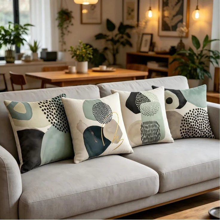 Diwzbyn Kissenbezüge 4er Set Kunst Outdoor Kissenbezug 45x45cm Dekokissen Gartenkissen, (4 Stück), ästhetische Deko für Couch und Wohnraum – Bild 2