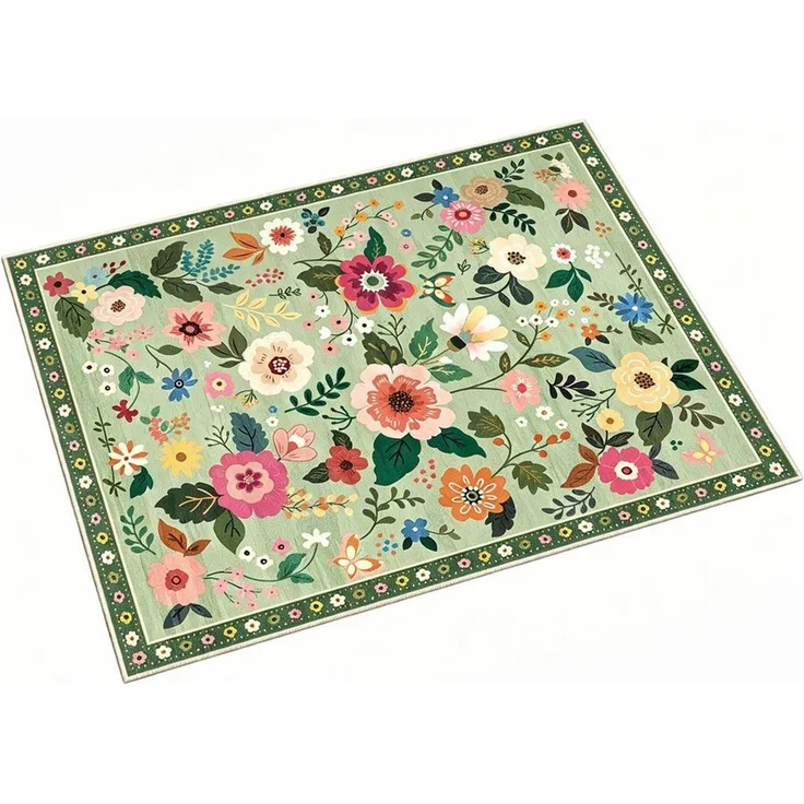 Agger Fußmatte Fußmatte mit Blumenmuster, Teppich im Boho-Stil, Landhausstil-Türmatte für Wohnzimmer, Kinderzimmer, Schlafzimmer