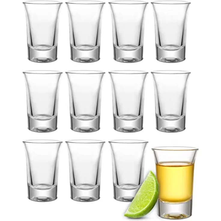Praknu Schnapsglas 12er Set Schnapsgläser 4 cl - Shotgläser für jede Party - Stamperl, Glas, Spülmaschinenfest - Standfest dank dickem Boden - Pinneken, Pinnchen – Bild 2
