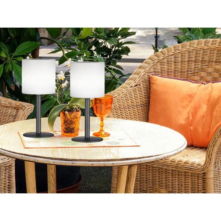 2er SET RGB Tischlampen 30cm mit Fernbedienung, per Solar & USB aufladbar