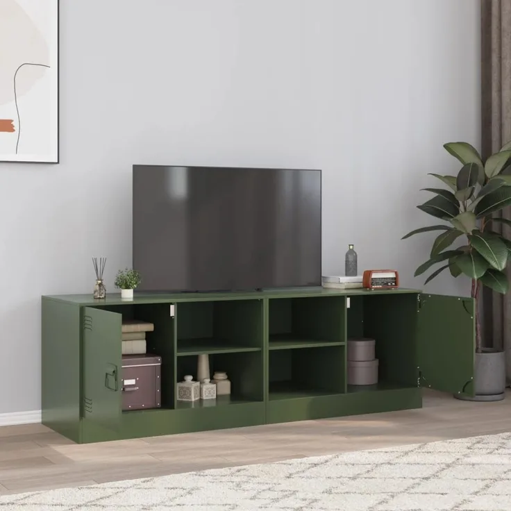 2 pcs TV-Schrank, Lowboard Olivgrün 67x39x44 cm Stahl