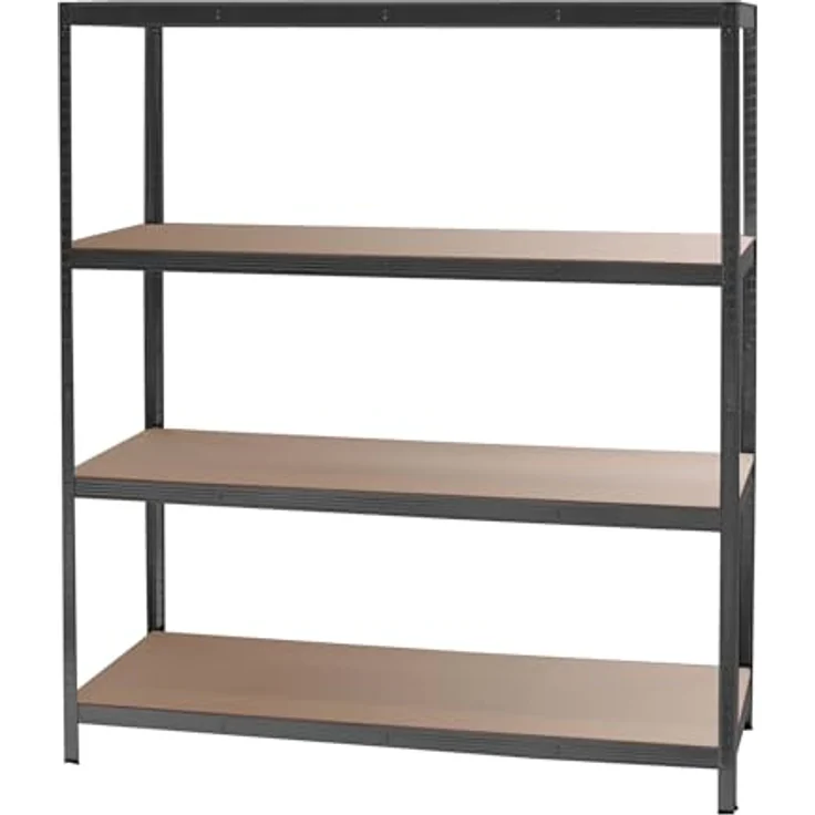 Wiltec Schwerlastregal 160 x 60 x 180 cm, 175kg/Ablage, Steckregal schwarz aus Stahl, Lastenregal mit 4 Ablagen, Werkstattregal – Bild 5