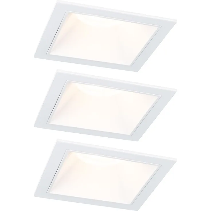 LED Einbauleuchte 3-Step-Dim Cole Coin 3er-Set IP44 eckig 88x88mm Coin 3x6W 3x470lm 230V dimmbar 2700K Weiß