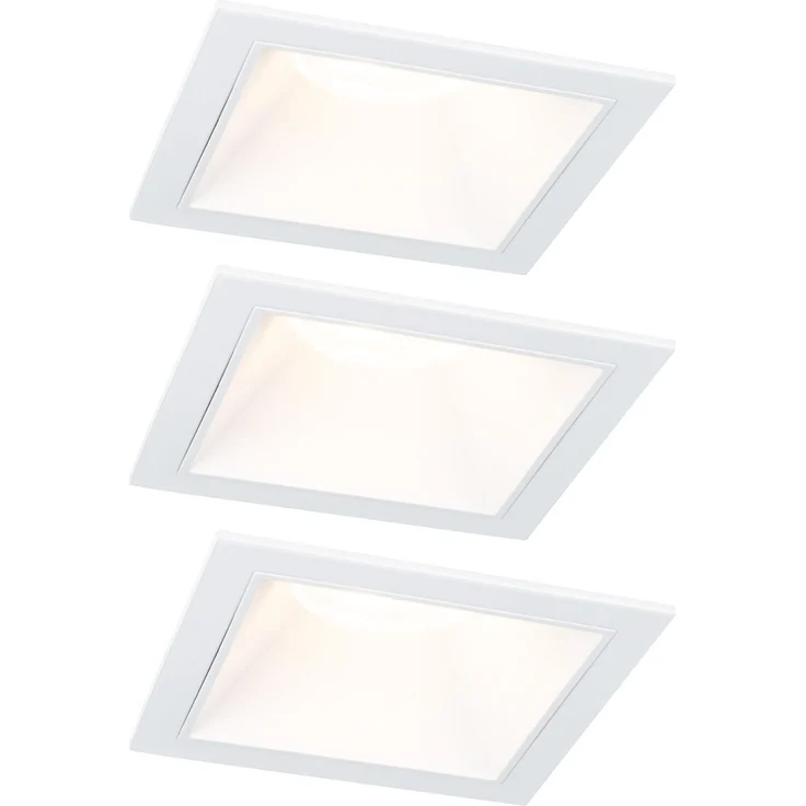 LED Einbauleuchte 3-Step-Dim Cole Coin 3er-Set IP44 eckig 88x88mm Coin 3x6W 3x470lm 230V dimmbar 2700K Weiß – Bild 1