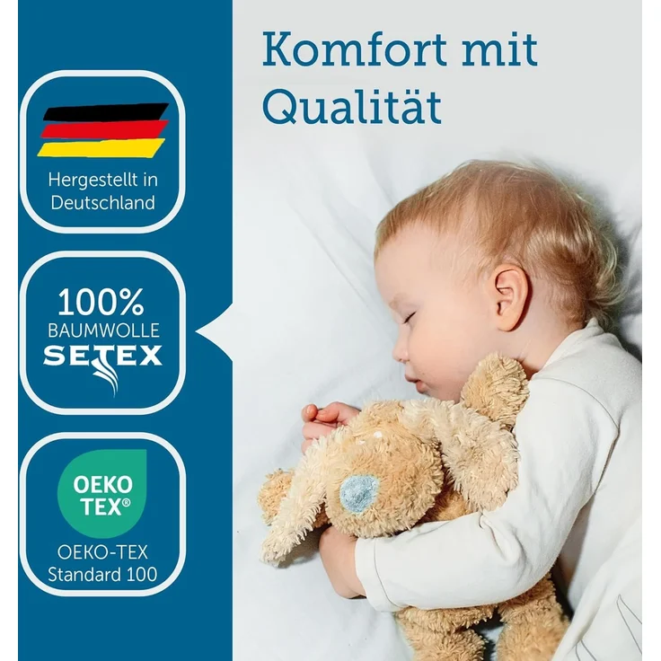 Matratzenauflage Auflage, Allergiker geeignet (Hausstauballergiker) SETEX, Molton-Köper, in 90x200 cm, Feuchtigkeitsabsorbierend – Bild 3
