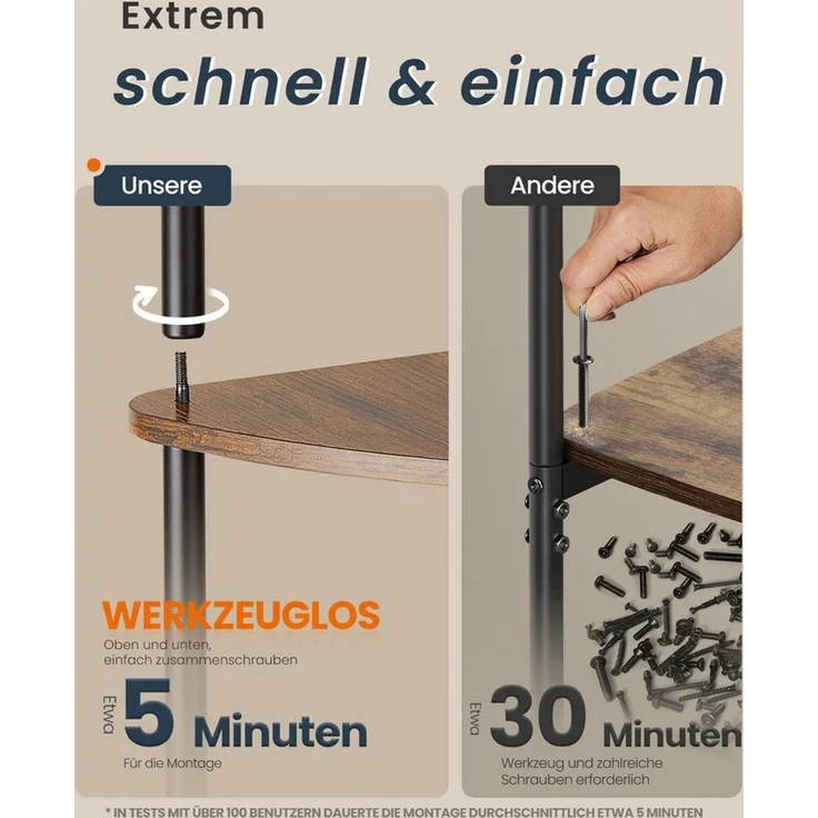 SONGMICS HOME Eckregal mit 5 Ebenen, superschnelle werkzeuglose Montage, Standregal – Bild 2