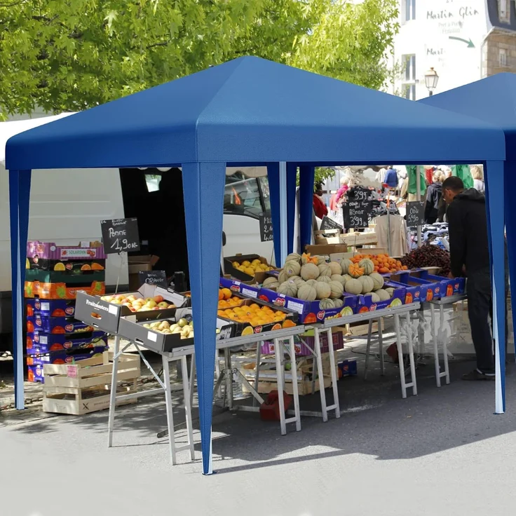 YITAHOME 3x3 meter Pop-Up Pavillon | wasserdicht Faltpavillon | Anti-UV Gartenzelt Partyzelt | mit Tragetasche und Seilen | für Terrasse Strand Camping Markt Festival (Blau) – Bild 1