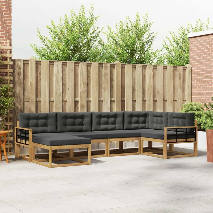 vidaXL Outdoor-Sofagarnitur 6 stk. 6-Sitzer Weiß und Anthrazit 3386701 – Bild 1