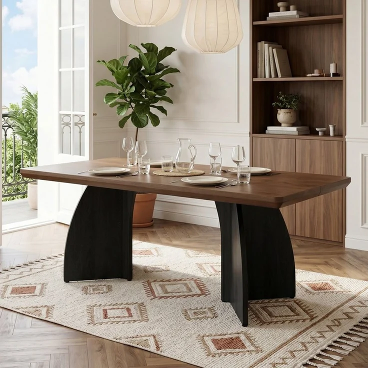 Flieks Esstisch 4 cm dicke Tischplatte in Holzoptik Walnussfarbe (160x80x76 cm, 1-St, 1 Tisch), rechteckiger Küchentisch Schreibtisch Bürotisch aus MDF – Bild 3