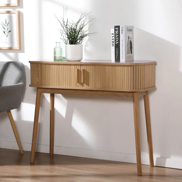 Casâme 'ERNEST' Konsole 2 Schiebetüren B100 cm - Helles Holz – Bild 3