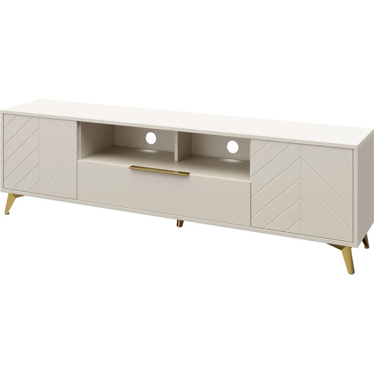 TV-Lowboard Xylix 2D1SZ mit 2 Drehtüren und Schublade (Farbe: Sandbeige) – Bild 5