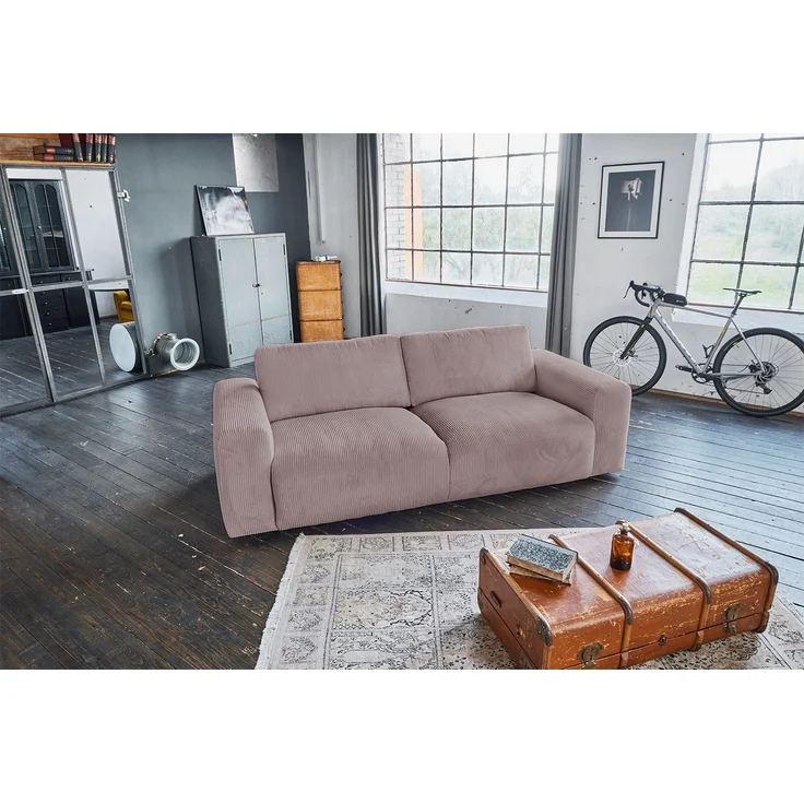 KAWOLA Sofa BODHI 3-Sitzer Cord rosa 80 x 110 x 242 cm – Bild 2