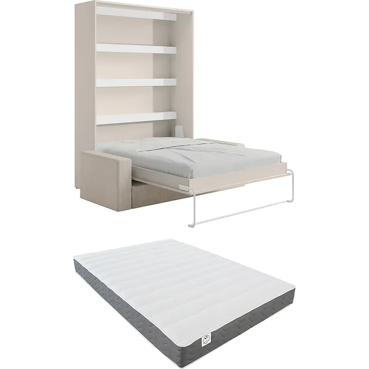 Vente-unique - RAPILI - Schrankbett - Metall - Beige - 200 x 239.2 x 225.2 cm