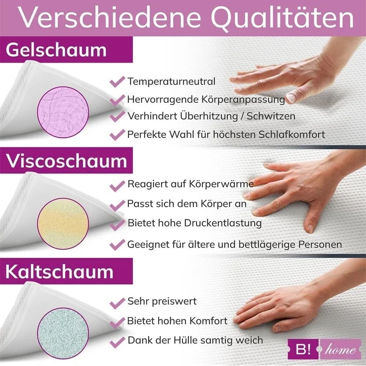 B!HOME, Topper Matratzentopper verschiedene Größen, 4 cm hoch, Viscoschaum – Bild 5