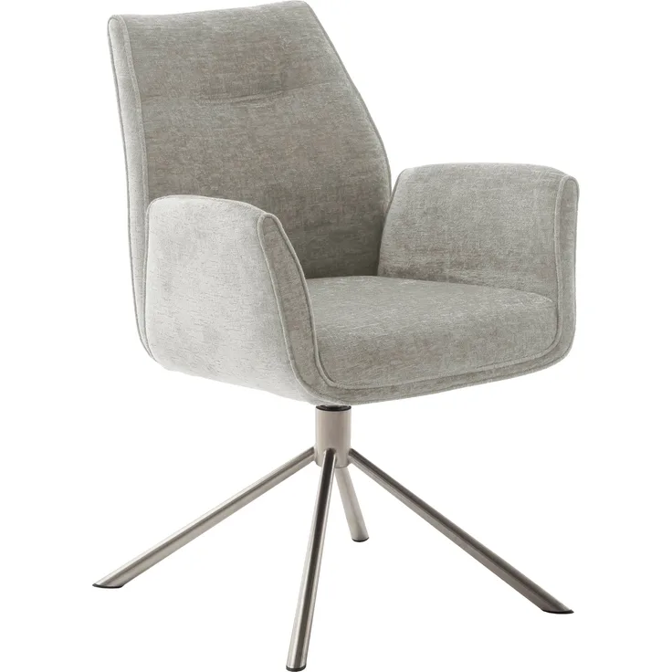 2er Set Sesselstuhl Diveria, 360° drehbar - Taupe / Edelstahl