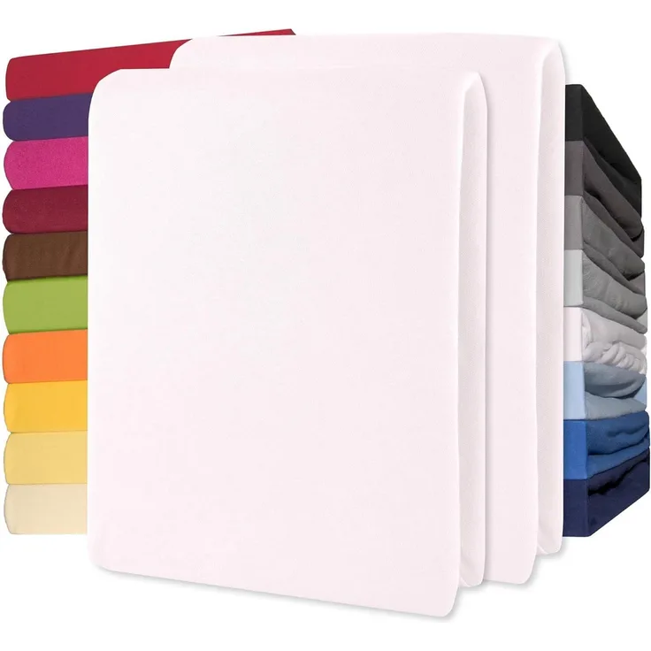 CelinaTex Jersey Topper Spannbettlaken Lucina Doppelpack 140x200-160x200 cm Schnee weiß 100% Baumwolle gekämmt bis 12cm Matratzenhöhe Oeko-TEX