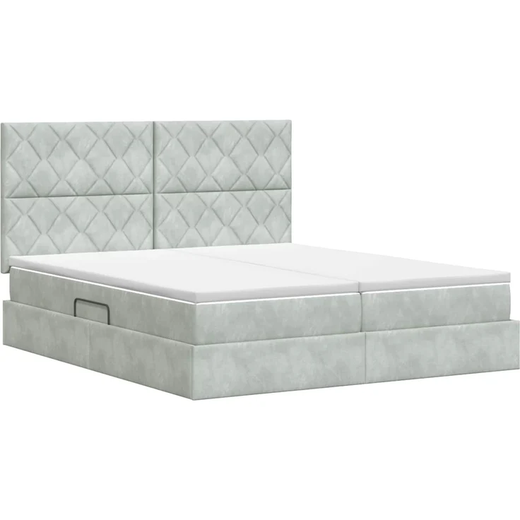 vidaXL Aufbewahrungsbett mit Kopfteil Hellgrau 200 x 200 cm Samt 3459843 – Bild 8