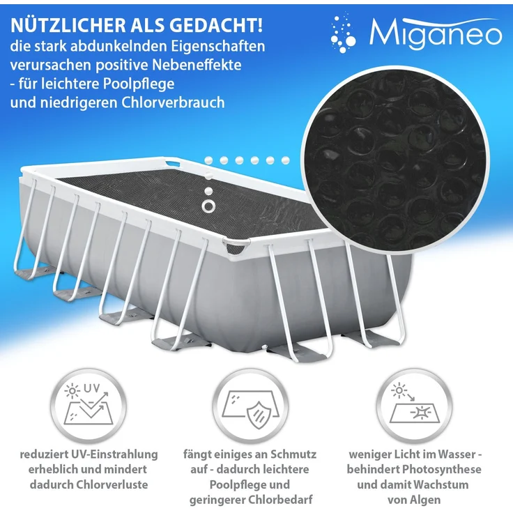 Miganeo Pool Solarfolie 260 x 160 cm rechteckig | 180 my | schwarz – Bild 3