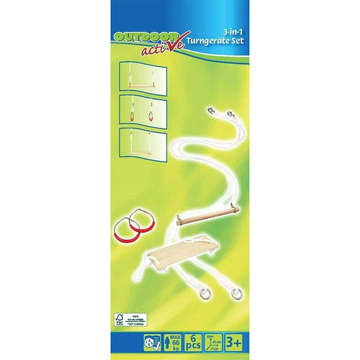 Outdoor Active Turngeräte-Set, LäNatural Gamese 180cm