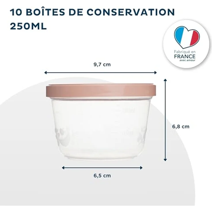 THERMOBABY Baby-Frischhaltedosen, 250 ml, hergestellt in Frankreich, 10 Stück – Bild 5