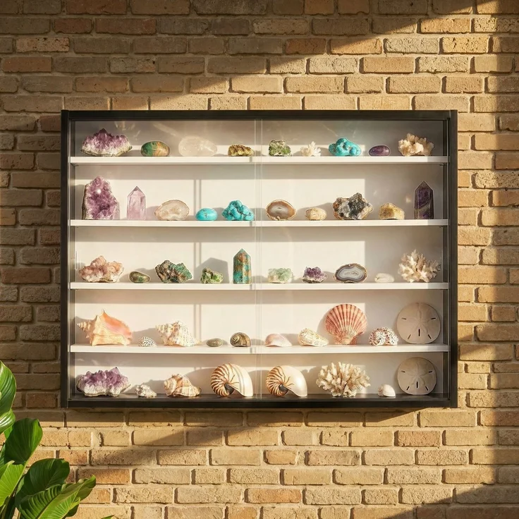 Inter Link Sammlervitrine Hängevitrine Wandregal Glasvitrine Wandvitrine Hängeregal Schaukasten MDF Schwarz und Weiss – Bild 3
