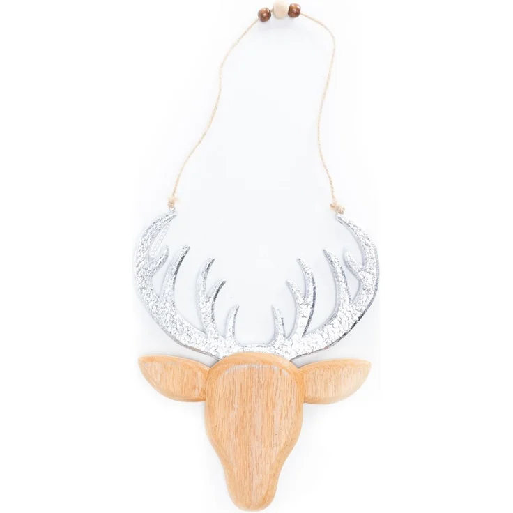 TrendLine Deko Rentierkopf aus Holz zum Hängen 24x2x50cm Weihnachten Xmas