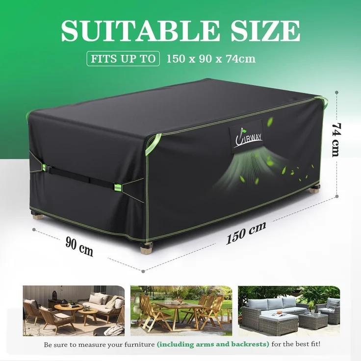 Abdeckung Gartenmöbel 150x90x74cm Wasserdicht Oxford Loungemöbel – Bild 2