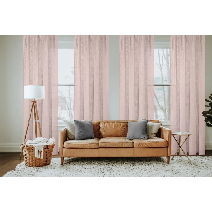 Home Basics Gardine SOFTY, 1 Stück, Ösen, Leinenstruktur, halbtransparent (1 St), Ösen, halbtransparent, Leinenstruktur, Ösenschal Leinenstruktur SOFT – Bild 1