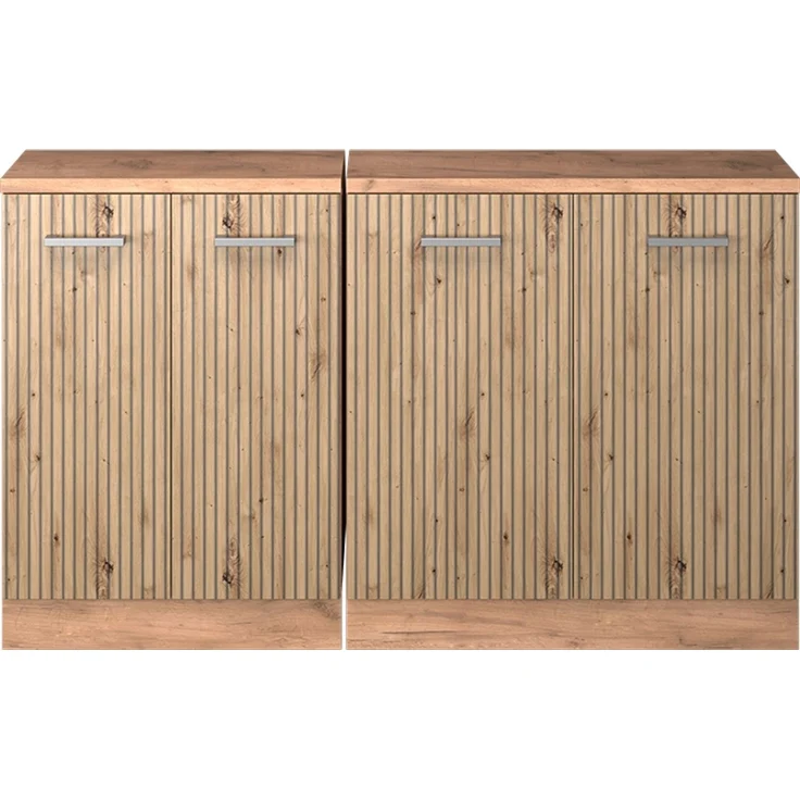 Küchenschrank für Dachschrägen R-Line Artisan-Eiche 140 cm 2er Set Schrankkorpuss 60 cm Tiefe Vicco – Bild 3