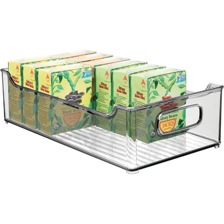mDesign Kühlschrankbox Aufbewahrung Organizer stapelbar Griffe 4er-Set Rauchgrau – Bild 7