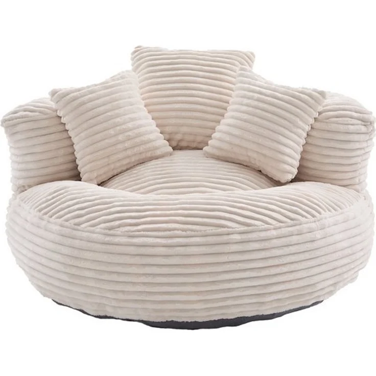 LVHOM Sitzsack 108x108x52cm Chenille Premium Sofa mit 3 extra Kopfkissen (Kuschelig & Atmungsaktiv, Einzelsitzer-Lounge, komplett komprimiert geliefert. Perfekt für Ruhe, Lesen, Gaming & Nickerchen. Ideal für Wohnzimmer, Schlafzimmer, Spielzimmer & Off... – Bild 4