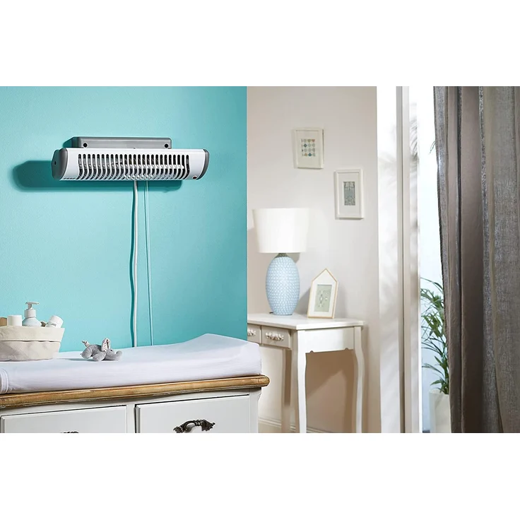 Reer 'EasyHeat' Wickeltischstrahler, Heizstrahler mit Wandhalterung, Wärmelampe fürs Baby, kompaktes Design, weiß/grau, 46x12 cm (BxH) – Bild 3
