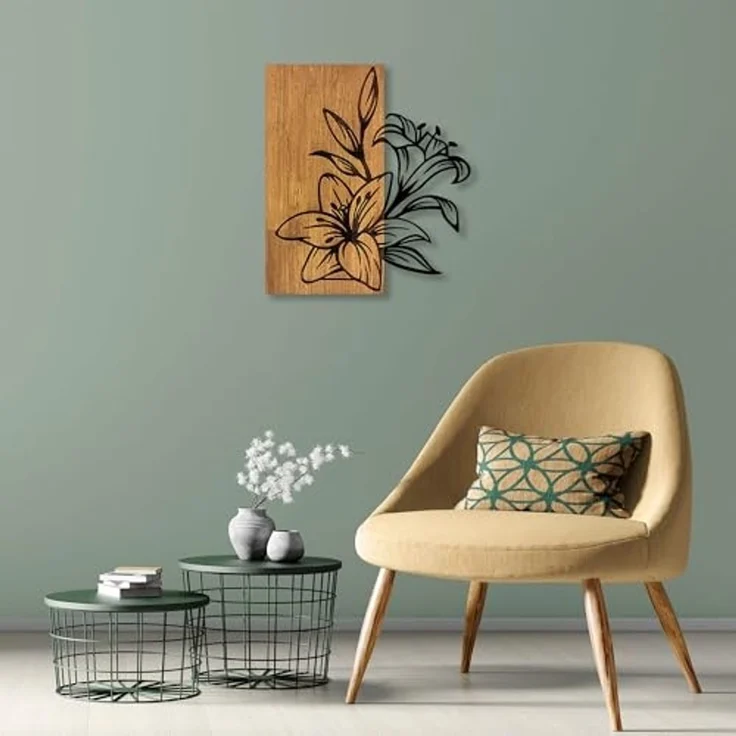 Wallity 'MA-280' Dekoratives Wandaccessoire aus Holz, Walnuss / Schwarz, 58 x 52 cm – Bild 2