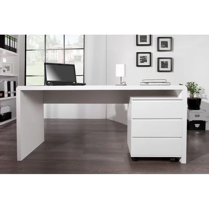 riess-ambiente Schreibtisch FAST TRADE 160cm weiß, Arbeitszimmer · Hochglanz · groß · Modern Design · Home Office – Bild 2