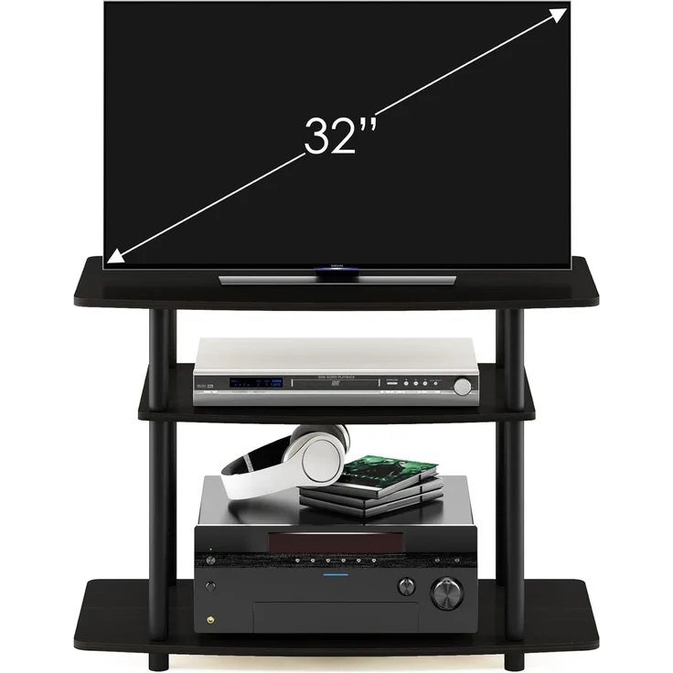 Furinno TV-Schrank mit 3 Ebenen, Espresso/Schwarz, 40. 13x40. 13x59. 18 cm – Bild 5